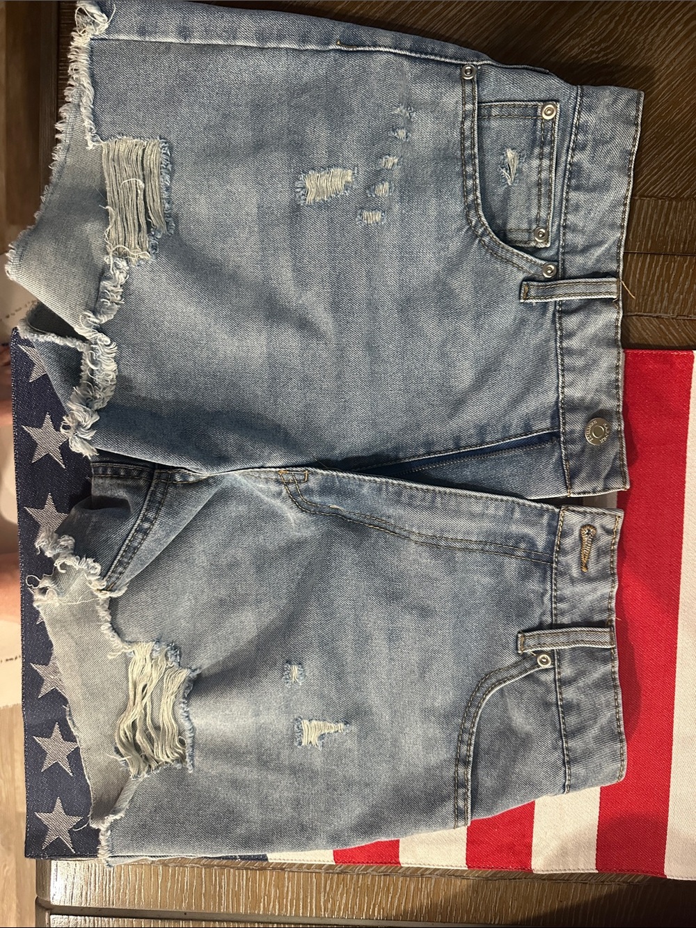 Harper Light Blue Distressed Jean Shorts
